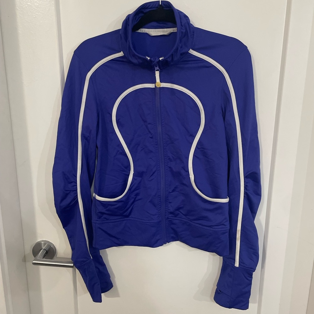 Lululemon Y2K In Zip Up Running Gym Track Jacket Women’s Colbalt Violet White